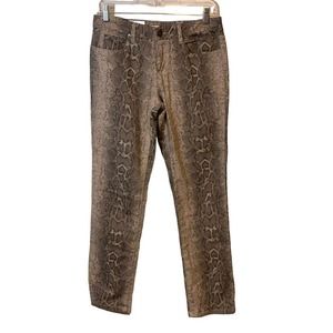 French Connection Python Animal Print Gray Beige Skinny Pants Stretch New 8P